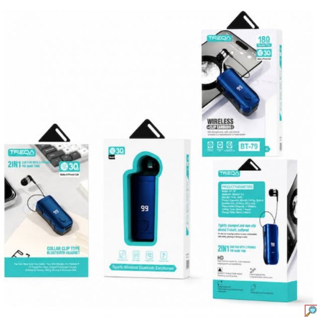 Ακουστικό Bluetooth Πέτου με Clip & Οθόνη LED – Handsfree για Κλήσεις & Μουσική - Αυτόματο Καλώδιο, Επαναφορτιζόμενο