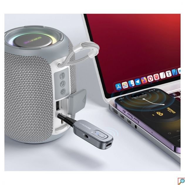 Bluetooth Receiver AUX 3.5mm - Ασύρματη Μουσική Με Bluetooth 5.4, Γκρι