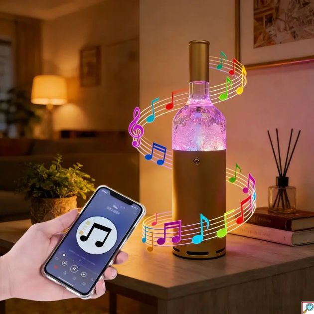 Ηχείο Bluetooth σε Σχήμα Μπουκαλιού Κρασιού με LED Φωτισμό