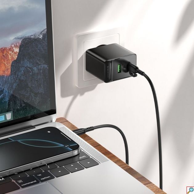 Φορτιστής 65W GaN USB-C & USB-A – Ταχεία Φόρτιση PD & QC 3.0 - Με Καλώδιο USB-C 1m, για Laptop, Smartphone & Tablet