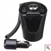 Ασύρματος Πομπός Αυτοκινήτου Bluetooth USB/SD MP3 Player & Φορτιστής USB με 2 θέσεις Αναπτήρα - Cup Shaped Car FM Transmitter BX6