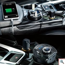 Ασύρματος Πομπός Αυτοκινήτου Bluetooth USB/SD MP3 Player & Φορτιστής USB με 2 θέσεις Αναπτήρα - Cup Shaped Car FM Transmitter BX6