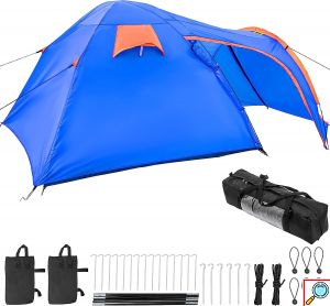 Σκηνή Τούνελ για Camping 2-3 Ατόμων με Προθάλαμο (2 χώρους) Καλοκαιρινή Αδιάβροχη Μπλε - 405x217x170εκ