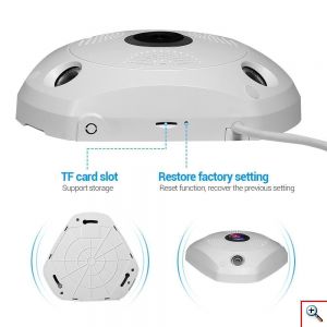 Camwon® Ψηφιακή Κάμερα Ασφαλείας IP Full HD+ με Νυχτερινή Λήψη Fisheye 360° συνδεόμενη με WiFi/ Ethernet WIP-VR360A2