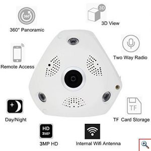 Camwon® Ψηφιακή Κάμερα Ασφαλείας IP Full HD+ με Νυχτερινή Λήψη Fisheye 360° συνδεόμενη με WiFi/ Ethernet WIP-VR360A2