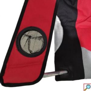 Πτυσσόμενη Φορητή Καρέκλα Παραλίας-Κάμπινγκ με Ποτηροθήκη σε Κόκκινο Χρώμα 102x47x58cm