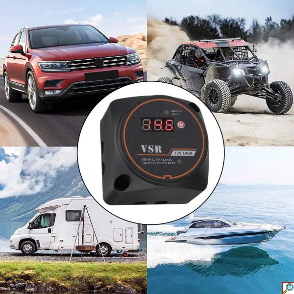 Αδιάβροχο Ψηφιακό Βολτόμετρο - Ρελέ VSR 12V 140A με Προστασία Απομόνωσης & Υπέρτασης για Σκάφη, Φορτηγά, Αυτοκίνητα - Μαύρο