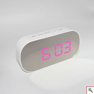 Ψηφιακό Ρολόι / Ξυπνητήρι Καθρέπτης με LED Οθόνη, Επιτραπέζιο - Digital Led Mirror Clock - Μαύρο - Πράσινο DT-6506