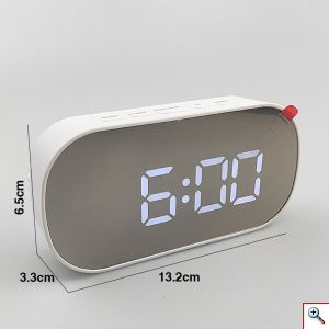 Ψηφιακό Ρολόι / Ξυπνητήρι Καθρέπτης με LED Οθόνη, Επιτραπέζιο - Digital Led Mirror Clock - Μαύρο - Πράσινο DT-6506