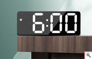 Ψηφιακό Ρολόι / Ξυπνητήρι Καθρέπτης με Οθόνη LED & Θερμόμετρο, Επιτραπέζιο GH-0712L - OEM