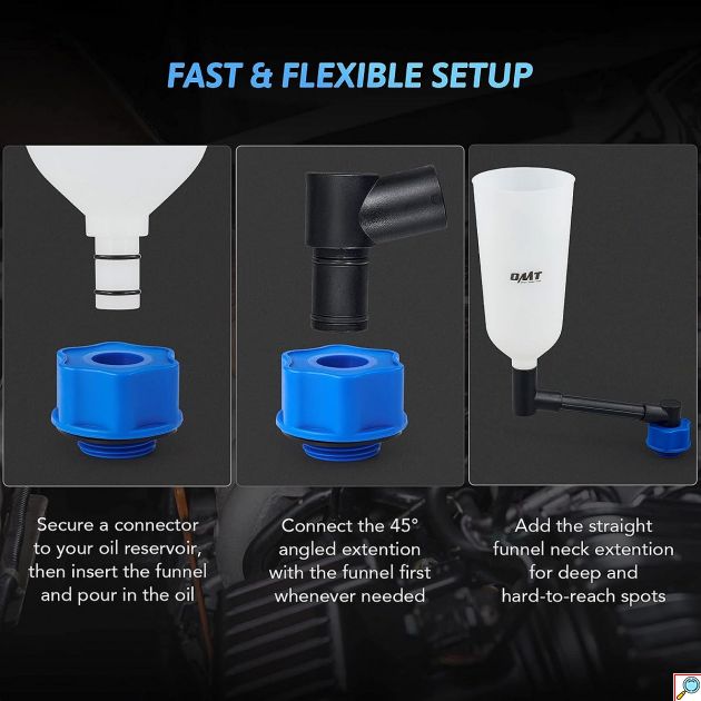 Σετ Χωνί Πλήρωσης Λαδιού Κινητήρα 2qt – Αλλαγή Λαδιών Χωρίς Διαρροές - Universal με Προέκταση & Αντάπτορες, Βαλιτσάκι Μεταφοράς
