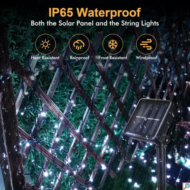 Χριστουγεννιάτικα Ηλιακά Λαμπάκια 500 LED Ψυχρού Λευκού Φωτισμού - 24.95 m, Αδιάβροχα IP44