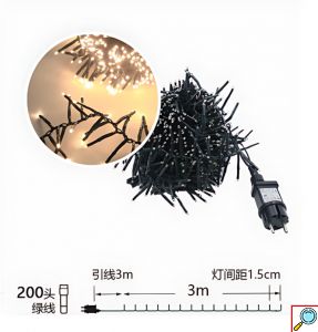 Χριστουγεννιάτικα Λαμπάκια 200 LED Λευκού Φωτισμού 2.5m – Φωτάκια Εσωτερικού και Εξωτερικού Χώρου