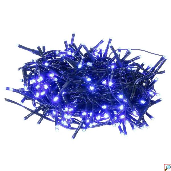 Χριστουγεννιάτικα Λαμπάκια Μπλε Πρίζας 200 LED με Πράσινο Καλώδιο 10m