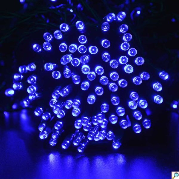 Χριστουγεννιάτικα Λαμπάκια Μπλε Πρίζας 200 LED με Πράσινο Καλώδιο 10m