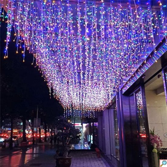 Χριστουγεννιάτικα Λαμπάκια Βροχή LED 100 Φώτων 2.5m Πολύχρωμα – Εσωτερικού και Εξωτερικού Χώρου