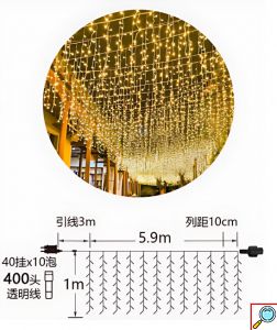 Χριστουγεννιάτικα Λαμπάκια “Βροχή” 400 LED – 5.9m Θερμού Φωτισμού για Μπαλκόνι, Παράθυρα & Κήπο