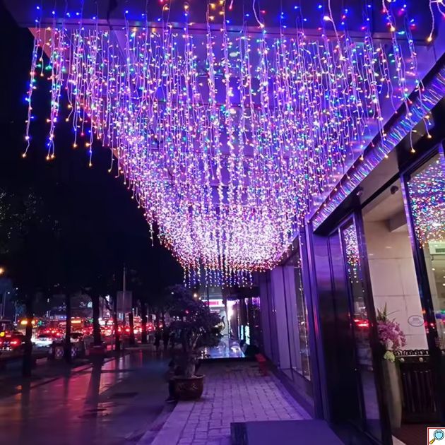 Χριστουγεννιάτικα Λαμπάκια Βροχή 5m - 168 LED Πολύχρωμου Φωτισμού Εσωτερικού & Εξωτερικού Χώρου