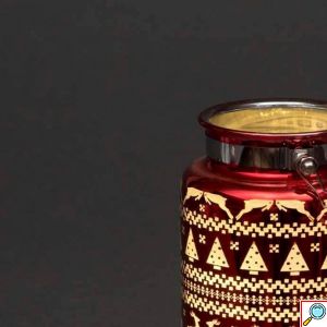 Χριστουγεννιάτικο Διακοσμητικό Κηροπήγιο με LED Φωτισμό 20 x 10cm - Κόκκινο