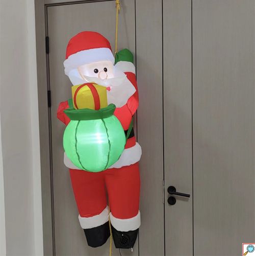 Φουσκωτός Φωτιζόμενος Άγιος Βασίλης LED 120cm με Σάκο σε Σχοινί – Εσωτερικού & Εξωτερικού Χώρου