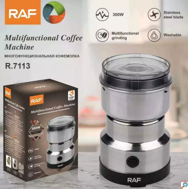 RAF Ηλεκτρικός Μύλος Καφέ 300W με Χωρητικότητα 50gr Ασημί
