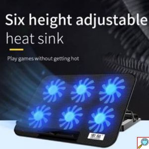 Αντιολισθητικό Cooling Pad για Laptop & Notebook 9-17 Ιντσών με 6 Ανεμιστήρες με Μπλε LED & Ρυθμιζόμενη Θέση σε 5 Διαφορετικές Γωνίες