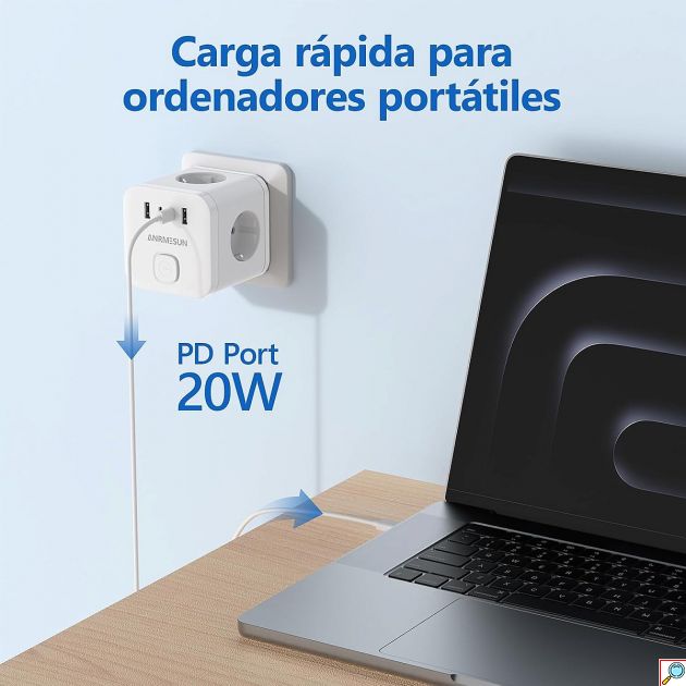 Πολύπριζο Cube Anrmesun – 7 σε 1 με 3 Πρίζες & 4 USB - 3840W, Γρήγορη Φόρτιση PD 20W, Compact, Προστασία Υπερφόρτωσης