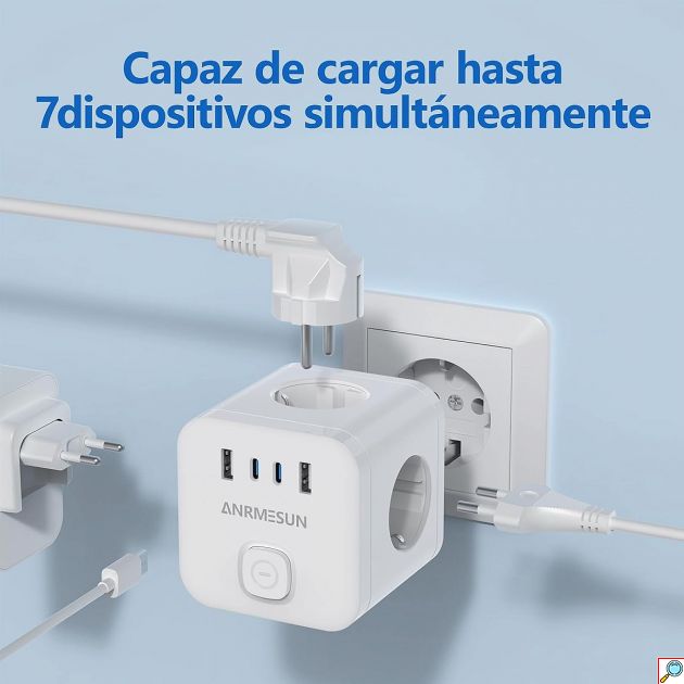 Πολύπριζο Cube Anrmesun – 7 σε 1 με 3 Πρίζες & 4 USB - 3840W, Γρήγορη Φόρτιση PD 20W, Compact, Προστασία Υπερφόρτωσης