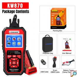 Διαγνωστικό OBD2 & Tester Μπαταρίας για Αυτοκίνητα και Μοτοσυκλέτες - Konnwei