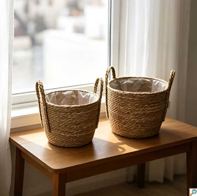 Σετ 3 Τμχ Διακοσμητικά Πλεκτά Καλάθια - Grass Basket 30×26 cm, 25×22cm και 22×16cm