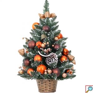Διακοσμητικό Χριστουγεννιάτικο Δέντρο 45 cm με Κουκουνάρια και Πορτοκαλί Μπάλες