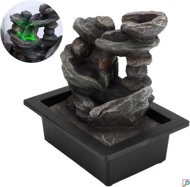 Διακοσμητικό Feng Shui Συντριβάνι Καταρράκτης με Φωτισμό LED - 28 x 23 x 18 εκ