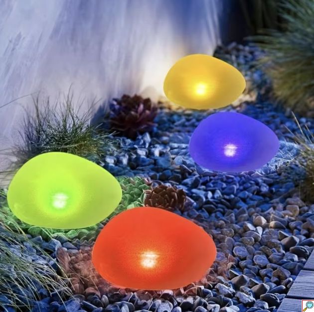 Ηλιακό Διακοσμητικό Φωτιστικό Κήπου RGB Πέτρα - Αδιάβροχο IP65