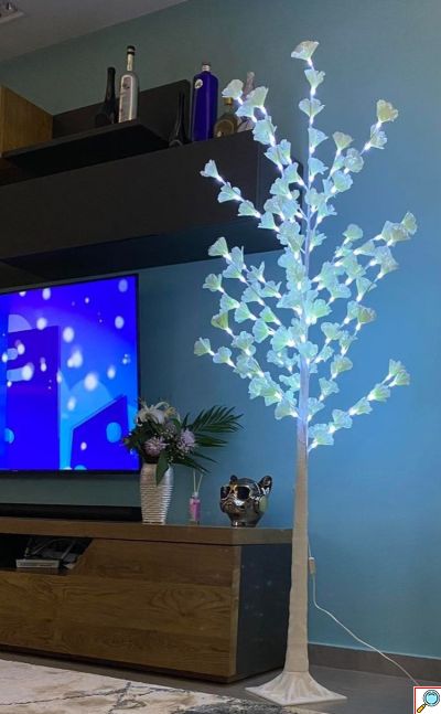 Διακοσμητικό Φωτιζόμενο Δέντρο LED 180cm με Λευκά Λουλούδια – Ψυχρό Λευκό Φως
