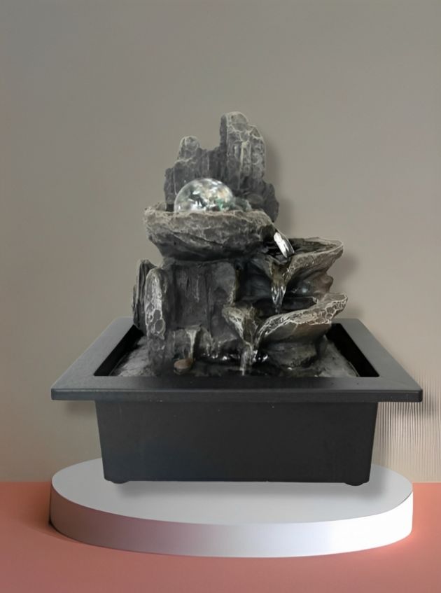 Διακοσμητικός Καταρράκτης Συντριβάνι Feng Shui με Φωτισμό LED & Κρυστάλλινη Σφαίρα