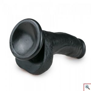 Μαύρο Ομοίωμα Πέους Dildo με Βεντούζα & Όρχεις