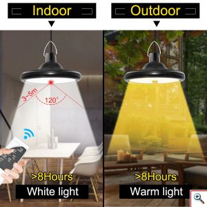 Αδιάβροχο Ηλιακό Φωτιστικό 12W 112LED Λευκού & Θερμού Φωτισμού Αυτόματο με Τηλεχειρηστήριο & Αισθητήρα Φωτός & Ανιχνευτή Κίνησης Επαναφορτιζόμενο - Μαύρο 2τμχ