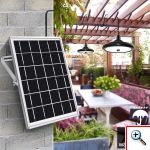 Αδιάβροχο Ηλιακό Φωτιστικό 12W 112LED Λευκού & Θερμού Φωτισμού Αυτόματο με Τηλεχειρηστήριο & Αισθητήρα Φωτός & Ανιχνευτή Κίνησης Επαναφορτιζόμενο - Μαύρο 2τμχ