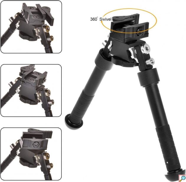 Δίποδο Τουφεκιού Ρυθμιζόμενου Ύψους 6-9” V8 360 Μοιρών με Ρυθμιζόμενο Σφιγκτήρα Ράγα