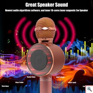 Ασύρματο Bluetooth Mικρόφωνο KARAOKE Hχείο Mp3 Player WSTER - Disco Light Microphone WS-668