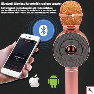 Ασύρματο Bluetooth Mικρόφωνο KARAOKE Hχείο Mp3 Player WSTER - Disco Light Microphone WS-668