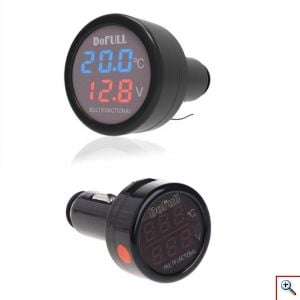 Ψηφιακό Θερμόμετρο & Βολτόμετρο Αναπτήρα Αυτοκινήτου με Φορτιστή USB DoFull