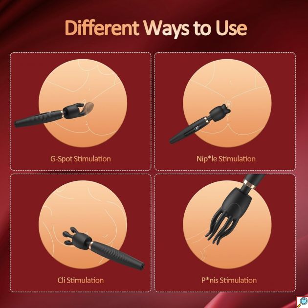 Δονητής Μασάζ Wand Vibrator με Οθόνη LCD και 4 Εναλλακτικές Κεφαλές, Εύκαμπτος Λαιμός 360 μοίρες, 5 Μοτίβα Δόνησης, Αδιάβροχος IPX6, Επαναφορτιζόμενος, Μαύρος