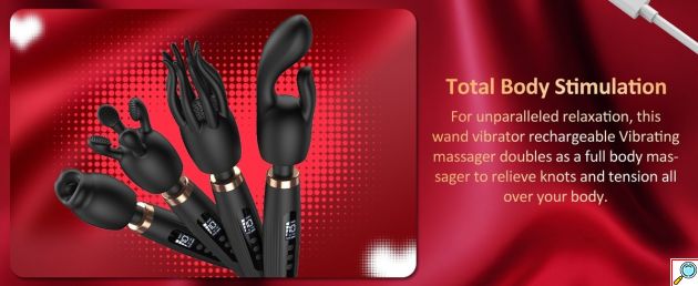 Δονητής Μασάζ Wand Vibrator με Οθόνη LCD και 4 Εναλλακτικές Κεφαλές, Εύκαμπτος Λαιμός 360 μοίρες, 5 Μοτίβα Δόνησης, Αδιάβροχος IPX6, Επαναφορτιζόμενος, Μαύρος