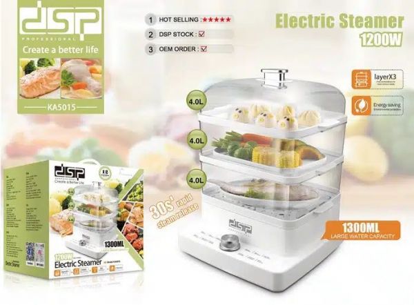 DSP Ατμομάγειρας 1200W 12lt με 3 Επίπεδα Μαγειρέματος & Χρονοδιακόπτη