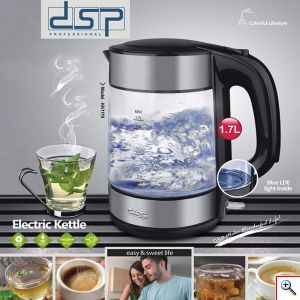 DSP® Ηλεκτρικός Διάφανος Ανοξείδωτος Βραστήρας με LED και Αντιολισθητική Περιστρεφόμενη Βάση - KK 1119 Electric Kettle 1.7lt