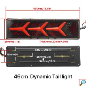 Σετ Universal Αδιάβροχα Δυναμικά LED Πίσω Φανάρια Πορείας - STOP - Φλας - Ομίχλης - Όπισθεν για Φορτηγά & Τρέιλερ 24V 46x13x2cm 2τμχ