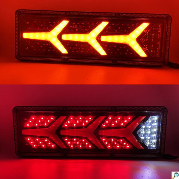 Σετ Universal Αδιάβροχα Δυναμικά LED Πίσω Φανάρια Πορείας - STOP - Φλας - Ομίχλης - Όπισθεν για Φορτηγά & Τρέιλερ 24V 46x13x2cm 2τμχ
