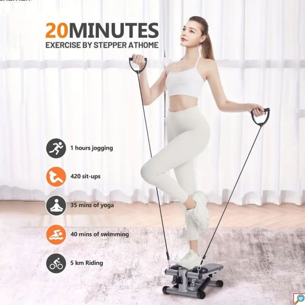 Ελλειπτικό Mini Stepper Πλάγιας Κίνησης για Εκγύμναση Όλου του Σώματος με LCD Οθόνη & Ρύθμιση ύψους - Μαύρο