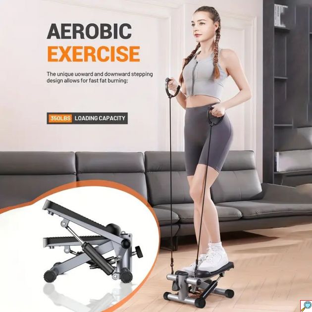 Ελλειπτικό Mini Stepper Πλάγιας Κίνησης για Εκγύμναση Όλου του Σώματος με LCD Οθόνη & Ρύθμιση ύψους - Μαύρο